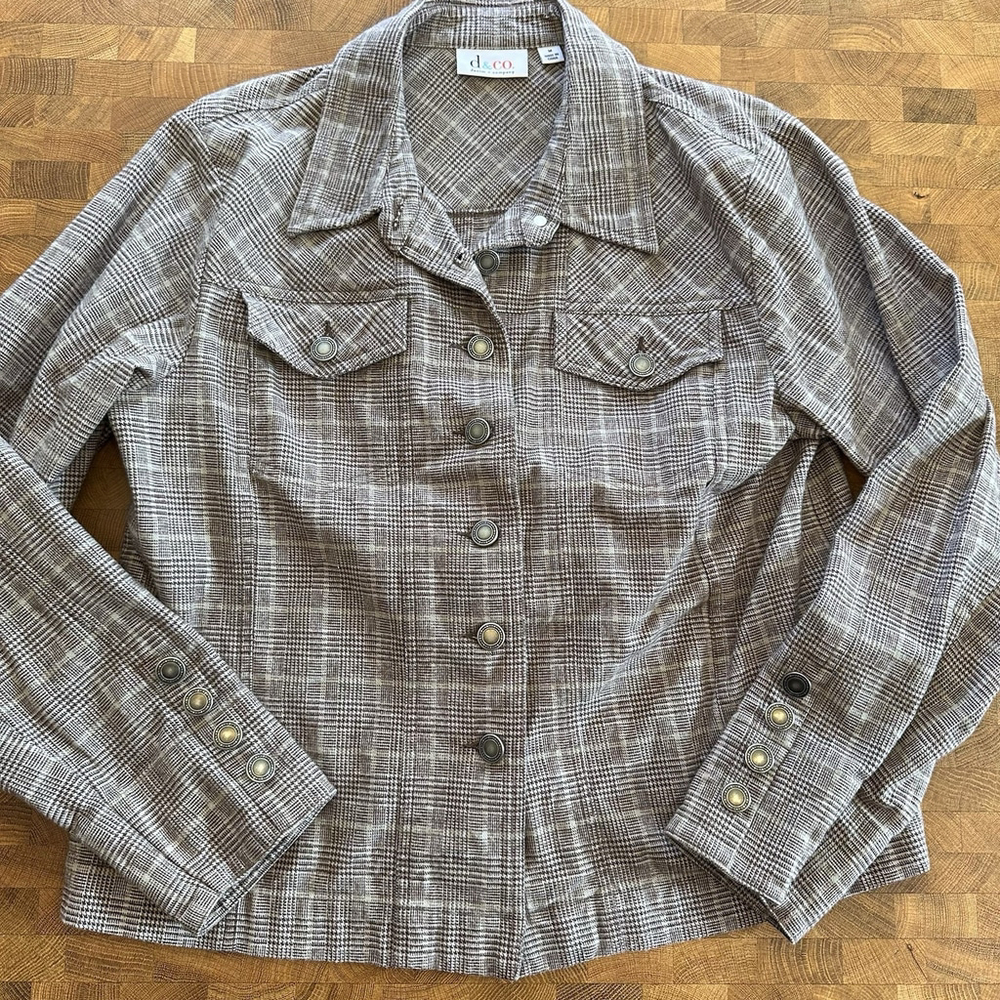 Denim & Co Women’s Blazer Jacket Button-Down, Pockets Size Medium Cotton